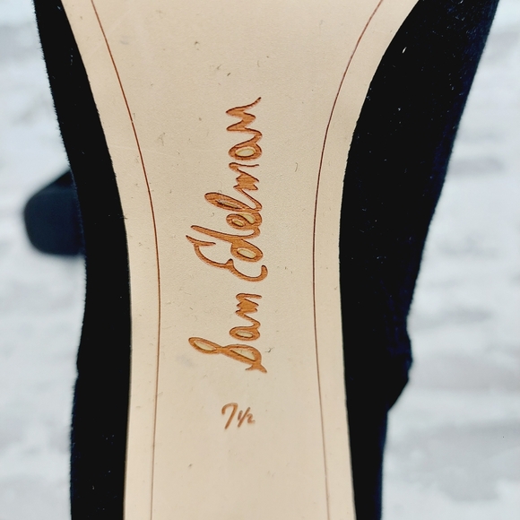 Sam Edelman Codie Black Suede Leather Block Heel Ankle Boots M372 - Picture 9 of 12